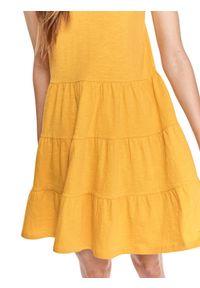 DRYWASH - Krótka sukienka na ramiączkach z falbaną. Kolor: żółty. Materiał: tkanina, bawełna. Długość rękawa: na ramiączkach. Sezon: lato. Styl: wakacyjny. Długość: mini #7
