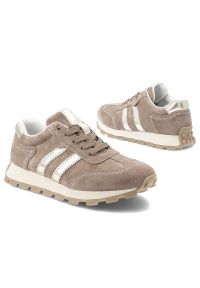 Sneakersy damskie S.Barski, sportowy fason niska cholewka sznurowane dopasowanie miękka wkładka elastyczna podeszwa amortyzująca lekka konstrukcja, b. Okazja: na co dzień. Wysokość cholewki: przed kostkę. Zapięcie: sznurówki. Kolor: beżowy. Materiał: zamsz. Szerokość cholewki: normalna. Styl: sportowy #8