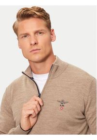 Aeronautica Militare Sweter 242MA1389L415 Beżowy Regular Fit. Kolor: beżowy. Materiał: wełna