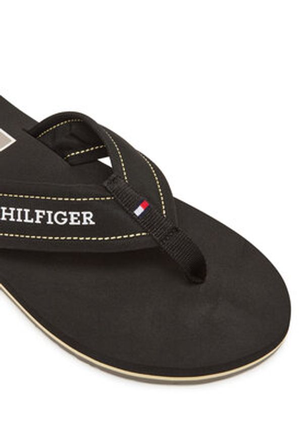 TOMMY HILFIGER - Tommy Hilfiger Japonki Hilfiger H Padded Beach Sandal FM0FM05536 Czarny. Kolor: czarny. Materiał: materiał