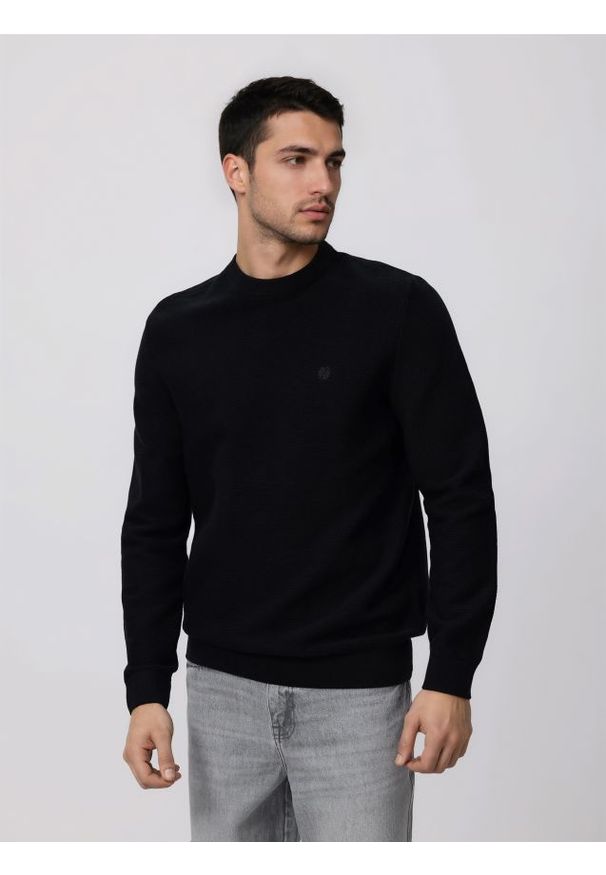 Reserved - Sweter z domieszką lyocellu - czarny. Kolor: czarny. Materiał: dzianina