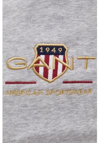 GANT - Gant spodnie dresowe męskie kolor szary z aplikacją. Kolor: szary. Materiał: dresówka. Wzór: aplikacja
