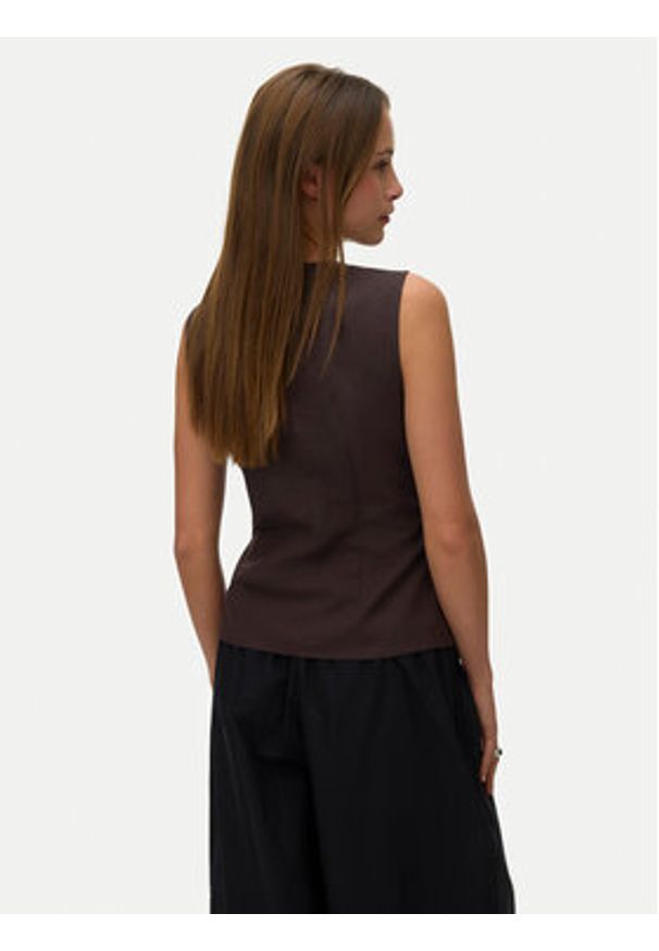 Vero Moda Kamizelka Selma 10345675 Brązowy Regular Fit. Kolor: brązowy. Materiał: bawełna