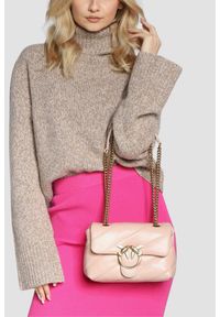 Pinko - PINKO Różowa kopertówka damska Love Puff Mini CL. Kolor: różowy. Materiał: pikowane. Styl: casual, elegancki, wizytowy #2