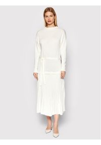 Rinascimento Sukienka dzianinowa CFM0010543003 Biały Relaxed Fit. Kolor: biały. Materiał: syntetyk