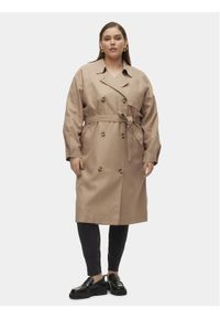 Vero Moda Curve Trencz Doreen 10307261 Beżowy Regular Fit. Kolor: beżowy. Materiał: syntetyk