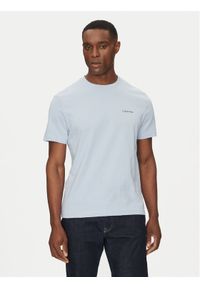 Calvin Klein T-Shirt Linear Box Logo K10K114152 Błękitny Regular Fit. Kolor: niebieski. Materiał: bawełna