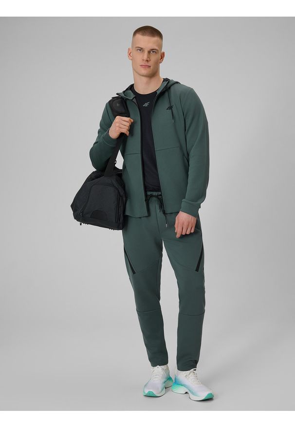 4f - 4F Bluza treningowa regular z kapturem męska - szara XXL. Typ kołnierza: kaptur. Kolor: szary. Materiał: włókno. Styl: klasyczny