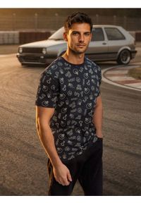 Sinsay - Bawełniana wzorzysta koszulka - granatowy. Kolor: niebieski. Materiał: bawełna #1