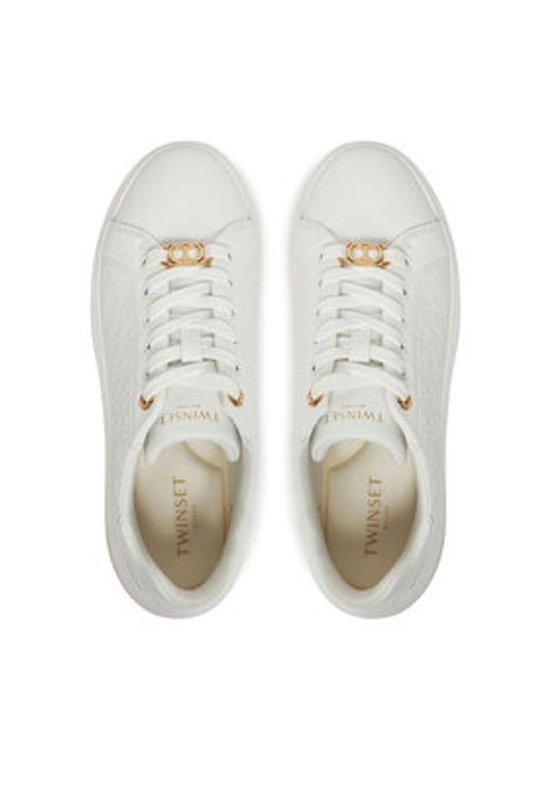 TwinSet - TWINSET Sneakersy 251TCP01C Biały. Kolor: biały. Materiał: skóra