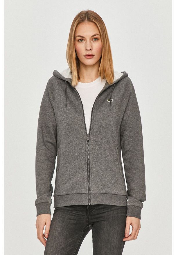 Lacoste - Bluza. Okazja: na co dzień. Typ kołnierza: kaptur. Kolor: szary. Styl: casual