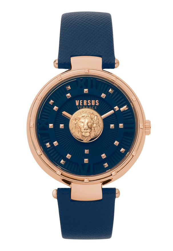 Versus Versace - Zegarek VSPHH0420. Kolor: niebieski. Materiał: materiał, skóra