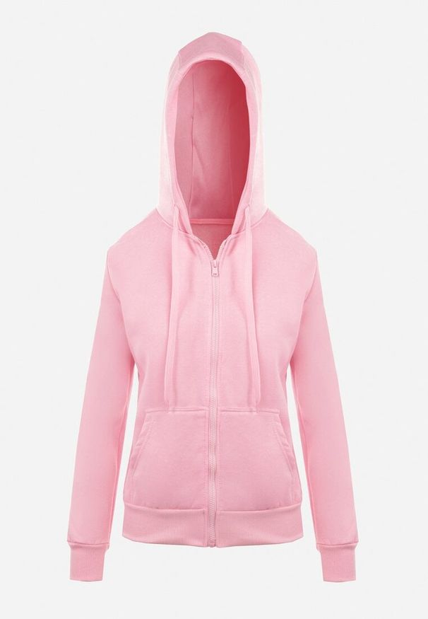 Born2be - Różowa Bluza z Kapturem Zapinana na Suwak Bran. Okazja: na co dzień, na spacer. Typ kołnierza: kaptur. Kolor: różowy. Materiał: polar, jeans, materiał. Długość rękawa: długi rękaw. Długość: długie. Styl: casual, elegancki
