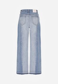 Born2be - Niebieskie Dwukolorowe Jeansy o Szerokim Kroju z Wysokim Stanem Seronore. Okazja: na co dzień, na spotkanie biznesowe, do pracy. Stan: podwyższony. Kolor: niebieski. Styl: casual, biznesowy, elegancki, klasyczny #8