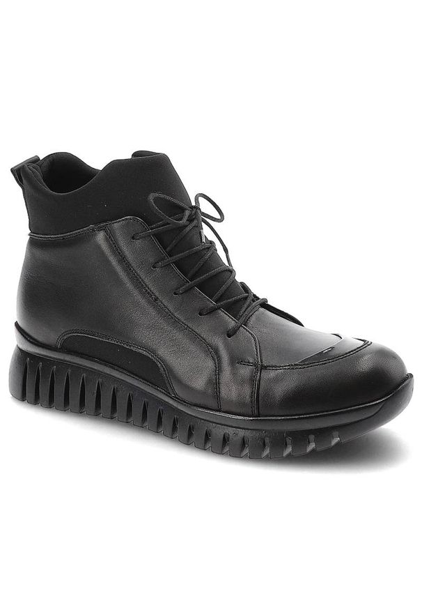 Czarne Sneakersy Damskie Artiker Wygodne Półbuty. Okazja: na co dzień. Zapięcie: sznurówki. Kolor: czarny. Materiał: tkanina, skóra. Szerokość cholewki: normalna