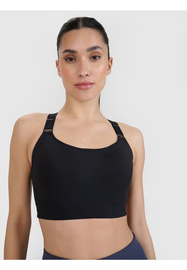 4f - 4F Biustonosz treningowy z wysokim wsparciem - czarny M. Kolor: czarny