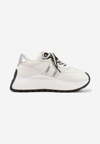 Born2be - Białe Sneakersy VICES w Stylu Streetwearowym na Grubej Podeszwie Ilinatea. Okazja: na co dzień. Kolor: biały. Materiał: jeans #4