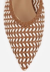 Born2be - Brązowe Plecione Baleriny z Noskiem w Szpic i Odkrytą Piętą Safire. Okazja: na co dzień. Zapięcie: bez zapięcia. Kolor: brązowy. Materiał: len. Styl: casual, klasyczny, boho #4
