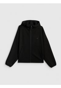 4f - 4F Bluza dresowa regular z kapturem damska - czarna XS. Okazja: na co dzień. Typ kołnierza: kaptur. Kolor: czarny. Materiał: dresówka. Styl: casual, klasyczny, sportowy #1