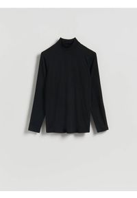 Reserved - Longsleeve z golfem - czarny. Typ kołnierza: golf. Kolor: czarny. Materiał: dzianina. Długość rękawa: długi rękaw #1