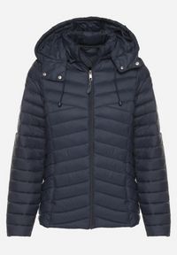 Born2be - Granatowa Pikowana Kurtka Przejściowa z Kapturem Suritta. Okazja: na co dzień. Typ kołnierza: kaptur. Kolor: niebieski. Materiał: jeans. Styl: klasyczny, casual, sportowy #2