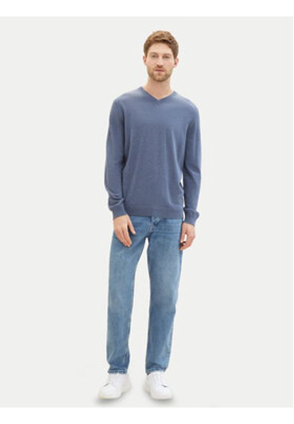 Tom Tailor Sweter 1038427 Niebieski Regular Fit. Kolor: niebieski. Materiał: bawełna