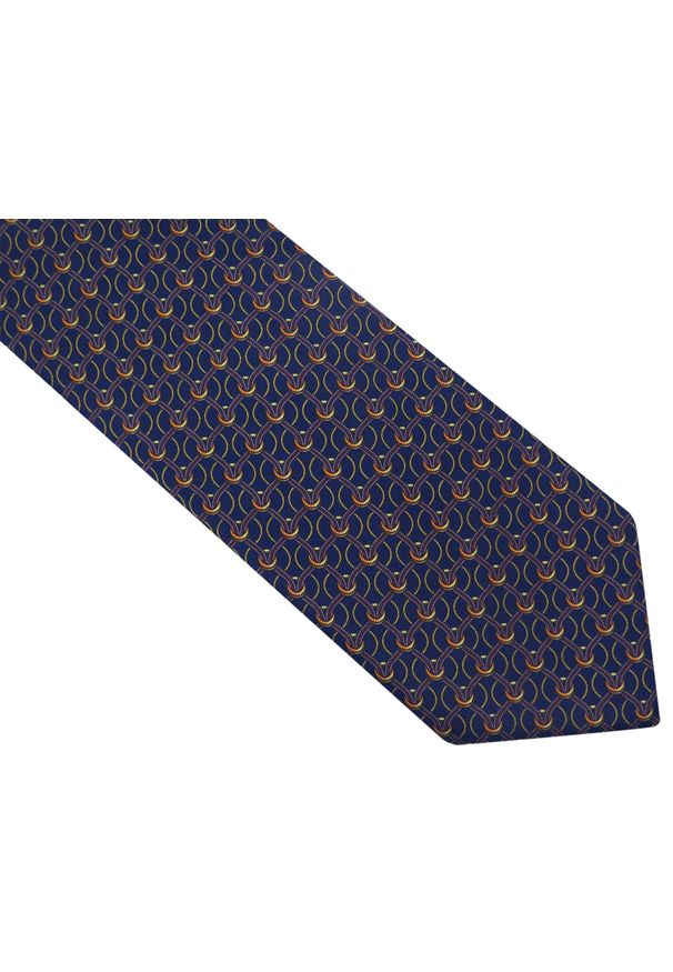 Modini - Granatowy krawat męski - siatka D105. Kolor: niebieski. Materiał: mikrofibra, tkanina