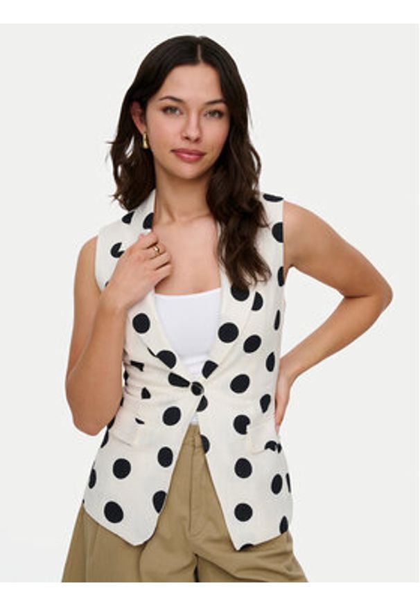 only - ONLY Kamizelka Viesta 15375017 Kremowy Slim Fit. Kolor: kremowy. Materiał: wiskoza