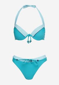 Born2be - Miętowe Bikini 2-Częściowe Stanik z Ozdobnymi Cyrkoniami Majtki Figi Hiadia. Kolor: miętowy