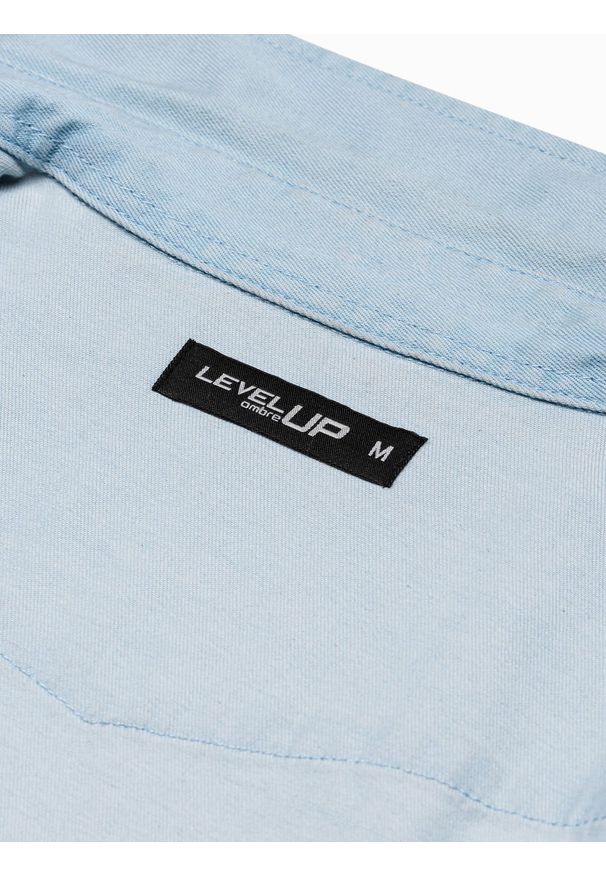 Ombre Clothing - Koszula męska z długim rękawem K567 - jasnoniebieska - XXL. Kolor: niebieski. Materiał: bawełna, jeans. Długość rękawa: długi rękaw. Długość: długie. Styl: klasyczny