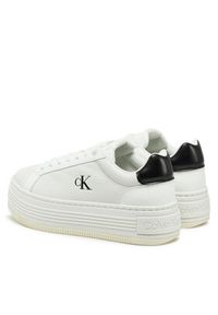 Calvin Klein Jeans Sneakersy Bold Flatf Low Lace Mg YW0YW01766 Biały. Kolor: biały. Materiał: skóra