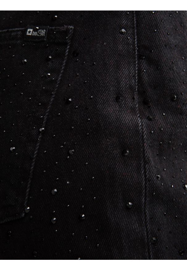 Big-Star - Jeansy damskie z prostą nogawką z cyrkoniami czarne Jade 925. Okazja: na co dzień. Kolor: czarny. Styl: casual, elegancki