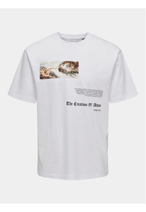 Only & Sons T-Shirt Apoh 22028207 Biały Relaxed Fit. Kolor: biały. Materiał: bawełna