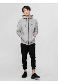 4f - Bluza dresowa rozpinana z kapturem męska. Okazja: na co dzień. Typ kołnierza: kaptur. Kolor: szary. Materiał: dresówka. Sezon: jesień, lato, wiosna, zima. Styl: klasyczny, sportowy, casual #2