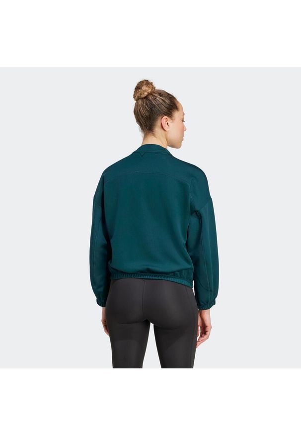 Adidas - Bluza fitness damska ADIDAS crop top. Kolor: zielony. Materiał: materiał. Sport: fitness