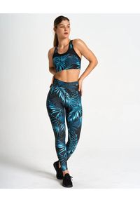 SLAVIWEAR - Legginsy sportowe damskie z wysokim stanem z kieszenią Dark Tropical. Stan: podwyższony. Kolor: wielokolorowy, czarny, niebieski