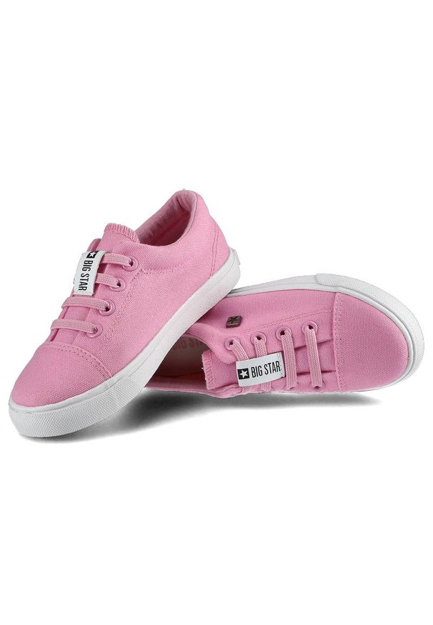 Big-Star - Różowe Trampki Big Star Dziecięce Modne Buty. Zapięcie: bez zapięcia. Kolor: różowy. Materiał: guma, materiał. Szerokość cholewki: normalna. Wzór: aplikacja