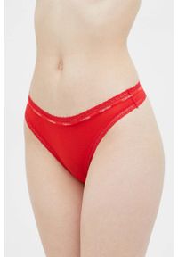 Calvin Klein Underwear stringi kolor czerwony. Kolor: czerwony. Materiał: bawełna, materiał