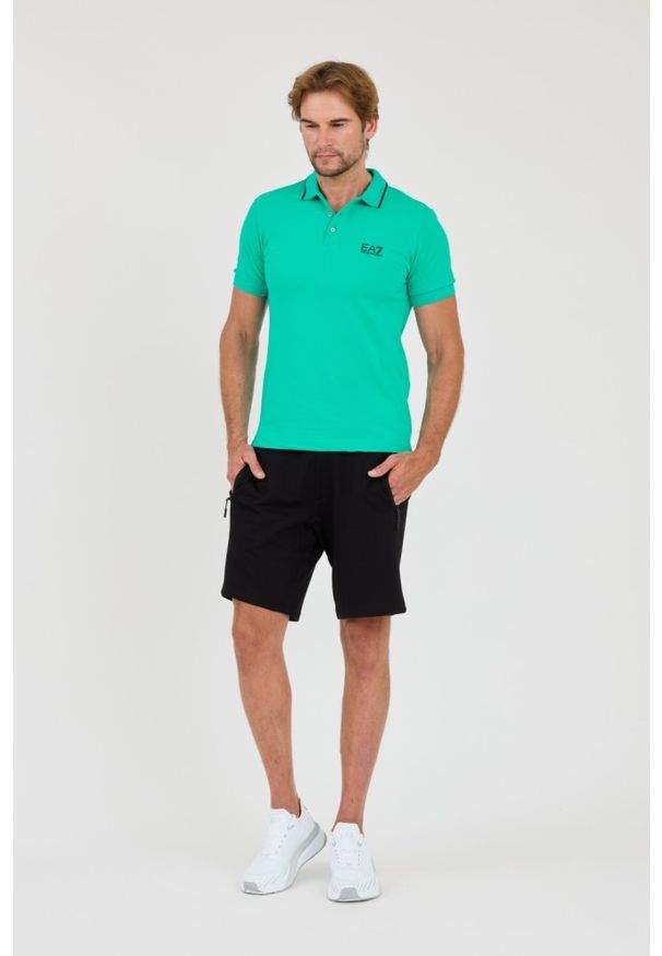 EA7 Emporio Armani - EA7 Zielona męska koszulka polo, Rozmiar L. Typ kołnierza: polo. Kolor: zielony