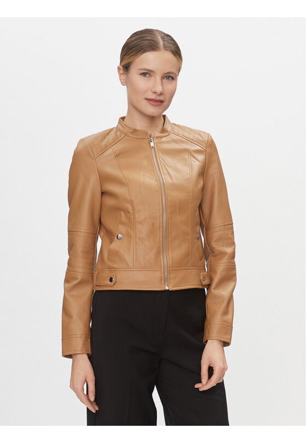 Vero Moda Kurtka z imitacji skóry Love 10300241 Brązowy Regular Fit. Kolor: brązowy. Materiał: skóra
