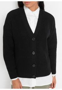 Sweter rozpinany oversize bonprix czarny. Kolor: czarny #4