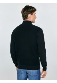 Big-Star - Sweter męski rozpinany ze stójką czarny Anton 906. Okazja: na co dzień. Typ kołnierza: kołnierzyk stójkowy. Kolor: czarny. Materiał: bawełna, dzianina. Wzór: haft, ze splotem. Styl: sportowy, klasyczny, casual, elegancki #5