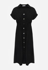 Renee - Czarna Koszulowa Sukienka z Wiskozą i Bawełną Ściągana w Talii Corralure. Kolor: czarny. Materiał: wiskoza, bawełna. Sezon: wiosna, lato. Typ sukienki: koszulowe. Styl: klasyczny, elegancki #7