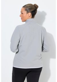 ULLA POPKEN - Damskie Bluza rozpinana laserowe akcenty stójka otwory na kciuki. Typ kołnierza: kołnierzyk stójkowy. Kolekcja: plus size. Kolor: szary, wielokolorowy, fioletowy. Materiał: elastan, materiał, poliester. Sport: joga i pilates #2