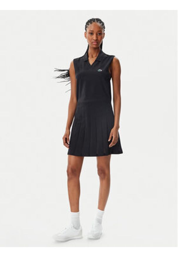 Lacoste Sukienka tenisowa EF0615 Czarny Slim Fit. Kolor: czarny. Materiał: syntetyk. Sport: tenis