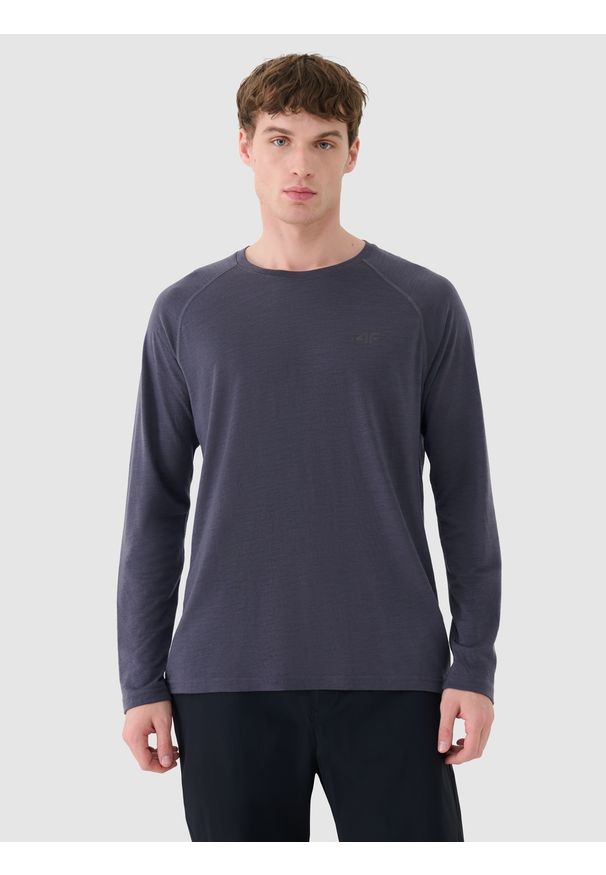 4f - 4F Lonsgleeve trekkingowy z wełną Merino męski - szary S. Kolor: szary. Materiał: wełna. Długość rękawa: długi rękaw. Długość: długie. Wzór: ze splotem, gładki. Styl: sportowy, klasyczny
