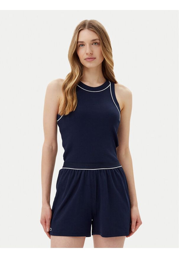 Lacoste Piżama 4F8400 Granatowy Regular Fit. Kolor: niebieski. Materiał: bawełna