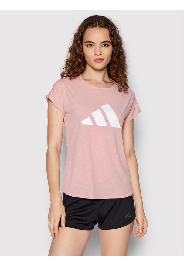 Adidas - adidas Koszulka techniczna 3-Stripes HB6281 Różowy Regular Fit. Kolor: różowy. Materiał: syntetyk