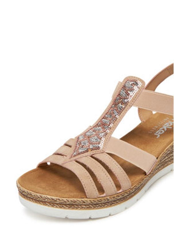 Rieker Sandały 61913-31 Różowy. Kolor: różowy. Materiał: materiał