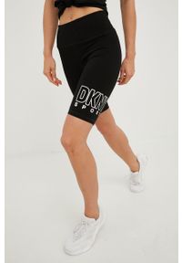 DKNY - Dkny szorty DP2S4936 damskie kolor czarny z nadrukiem high waist. Stan: podwyższony. Kolor: czarny. Wzór: nadruk #4